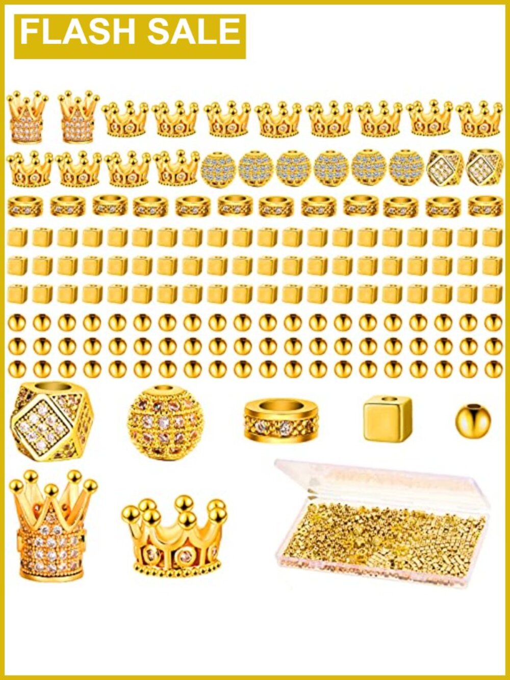 1034 Pcs Gold Crown Charm Rhinestone Beads for Jewelry Making